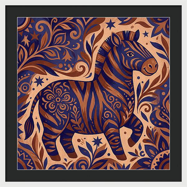 Zebra In Folk Art Style