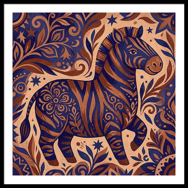Zebra In Folk Art Style