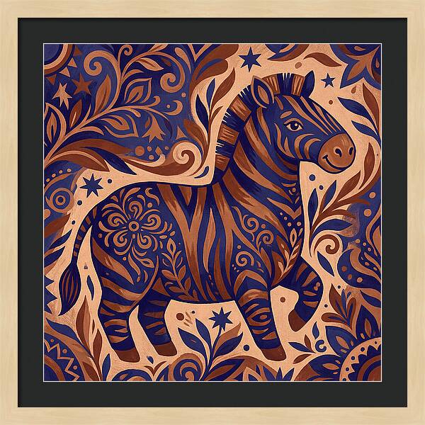 Zebra In Folk Art Style