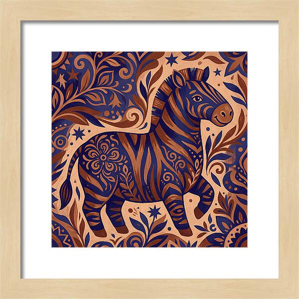 Zebra In Folk Art Style