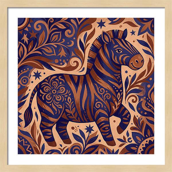 Zebra In Folk Art Style