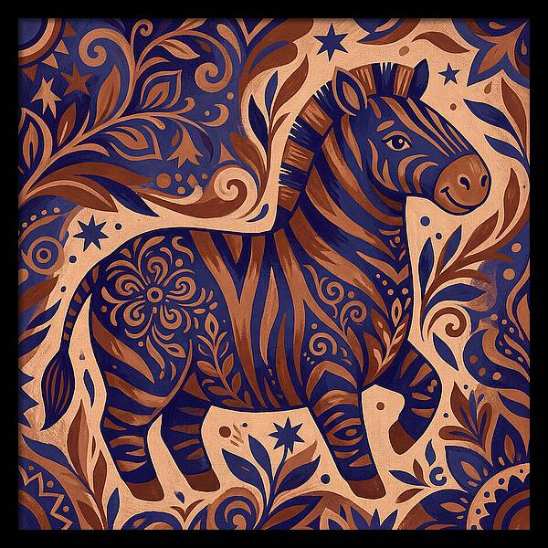 Zebra In Folk Art Style