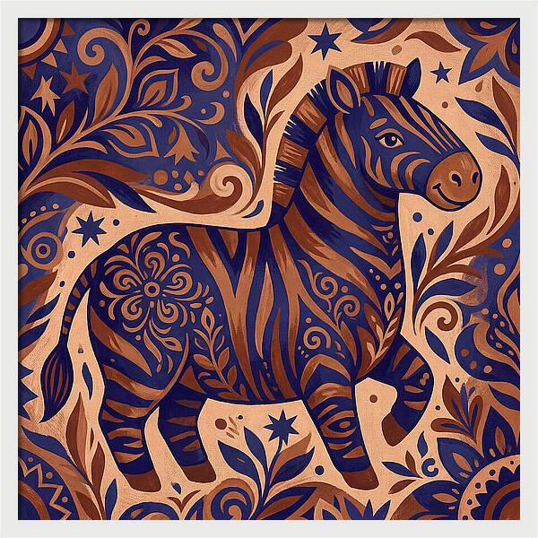 Zebra In Folk Art Style