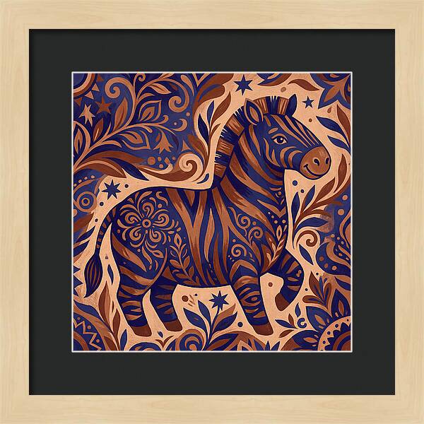 Zebra In Folk Art Style