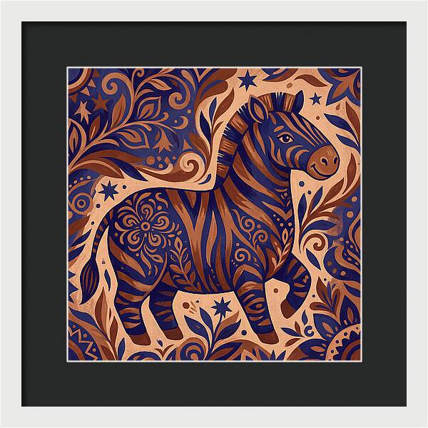 Zebra In Folk Art Style