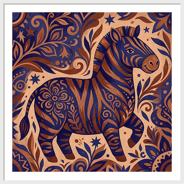 Zebra In Folk Art Style