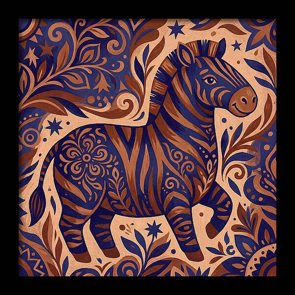 Zebra In Folk Art Style