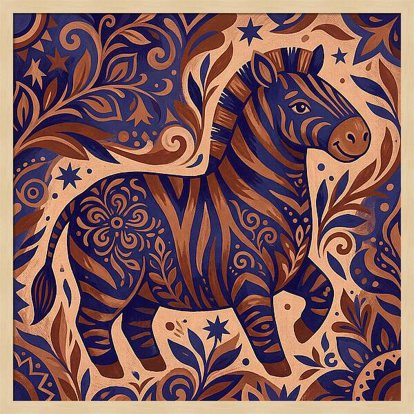 Zebra In Folk Art Style