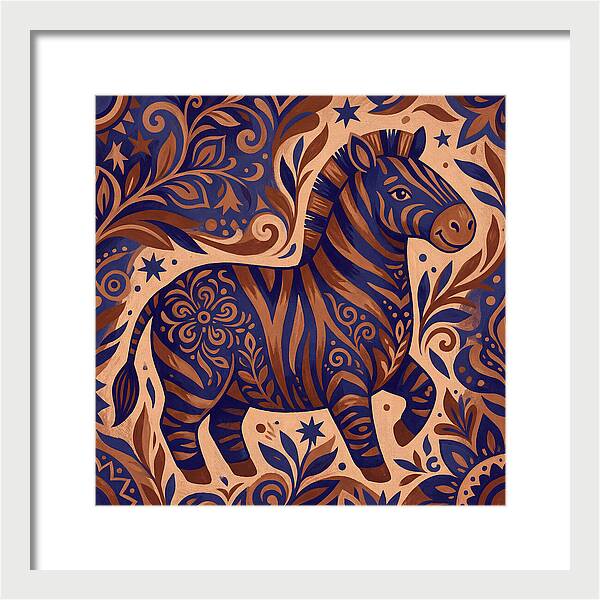 Zebra In Folk Art Style