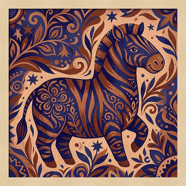 Zebra In Folk Art Style