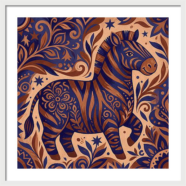Zebra In Folk Art Style