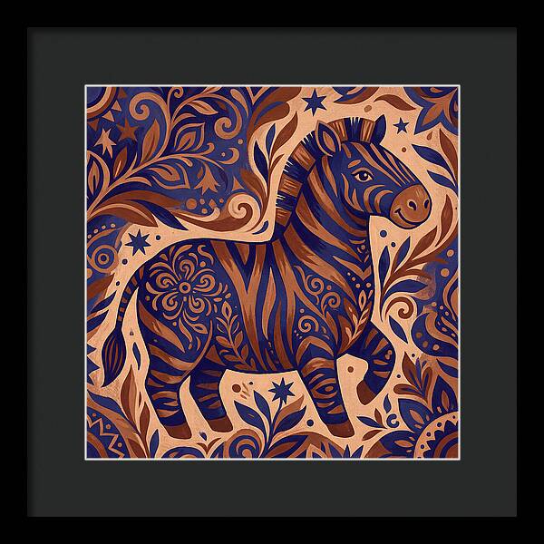 Zebra In Folk Art Style