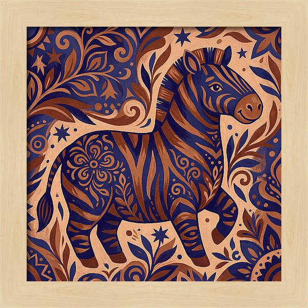 Zebra In Folk Art Style