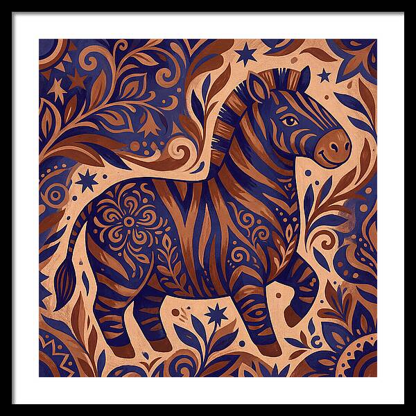 Zebra In Folk Art Style
