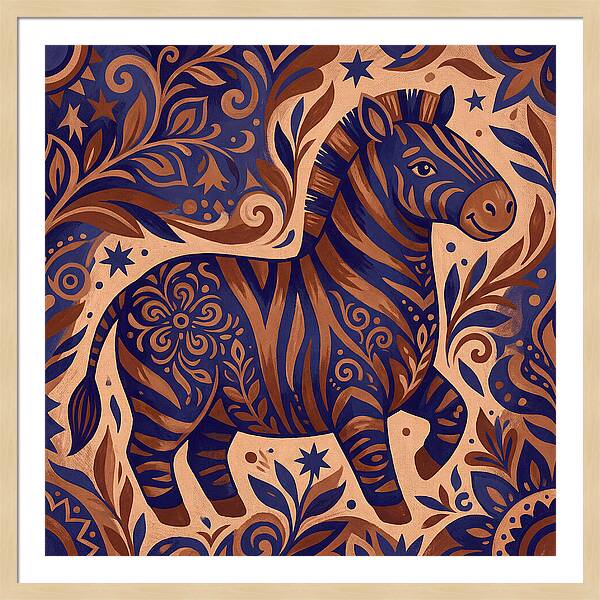 Zebra In Folk Art Style