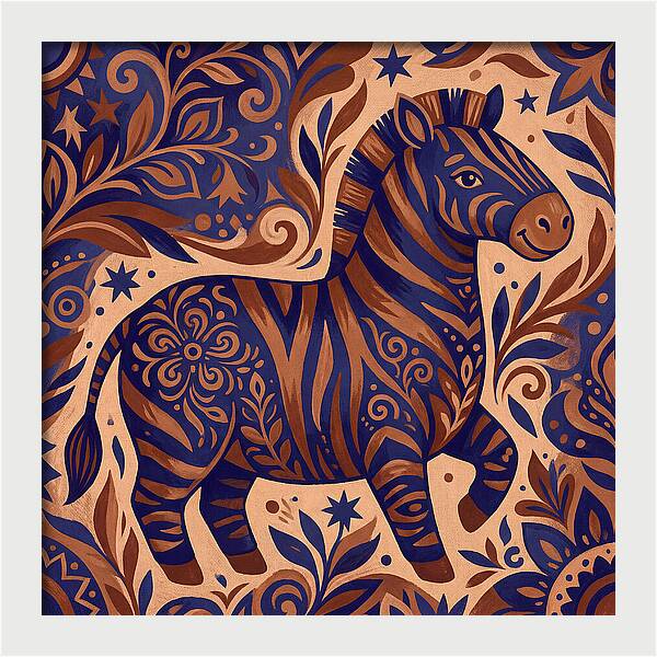 Zebra In Folk Art Style