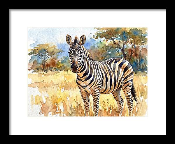 Zebra In Golden Grasslands