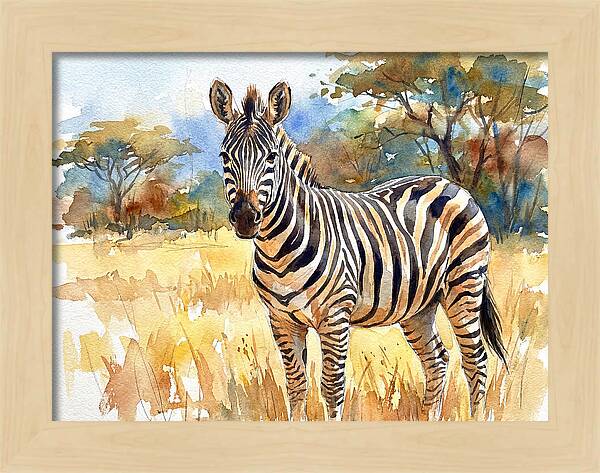 Zebra In Golden Grasslands