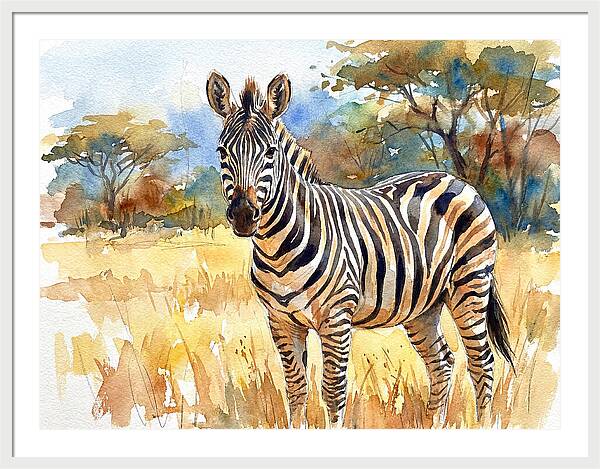 Zebra In Golden Grasslands