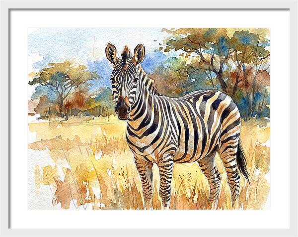 Zebra In Golden Grasslands