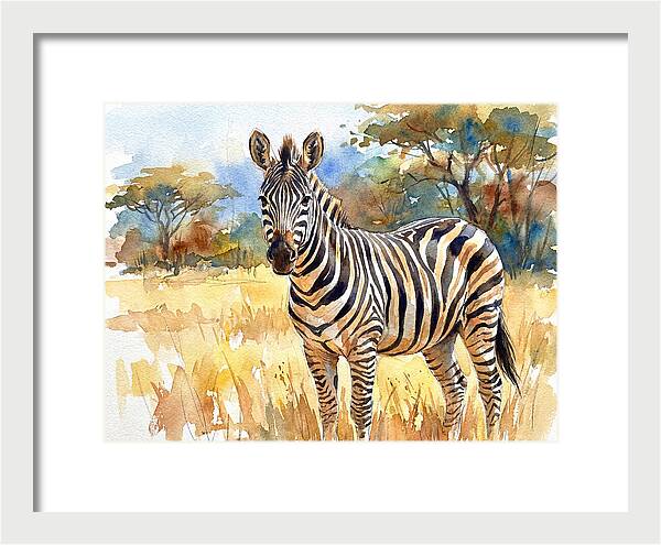 Zebra In Golden Grasslands