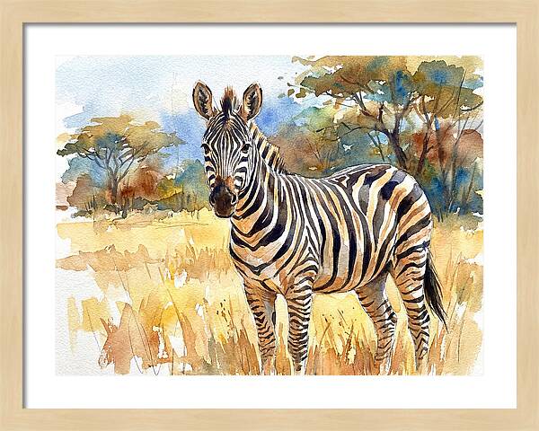 Zebra In Golden Grasslands
