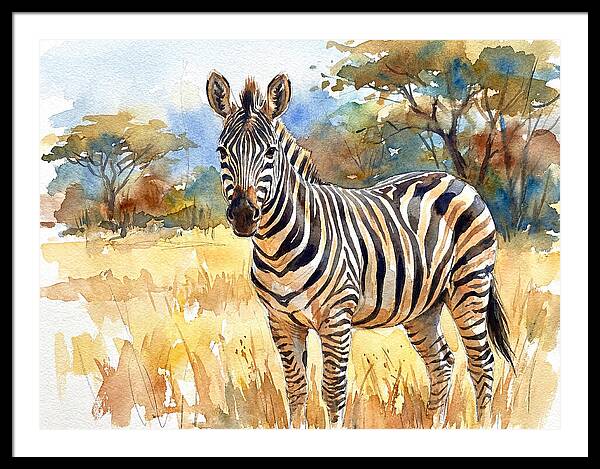 Zebra In Golden Grasslands