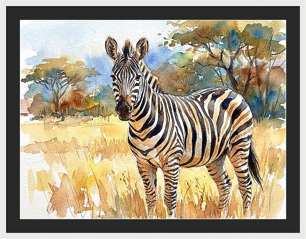 Zebra In Golden Grasslands