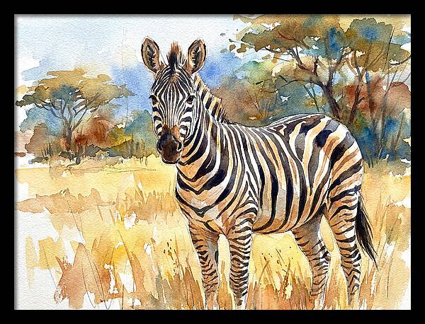 Zebra In Golden Grasslands