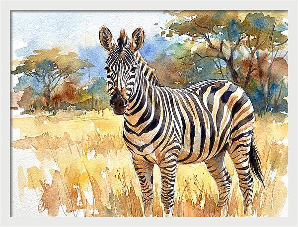 Zebra In Golden Grasslands