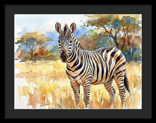 Zebra In Golden Grasslands