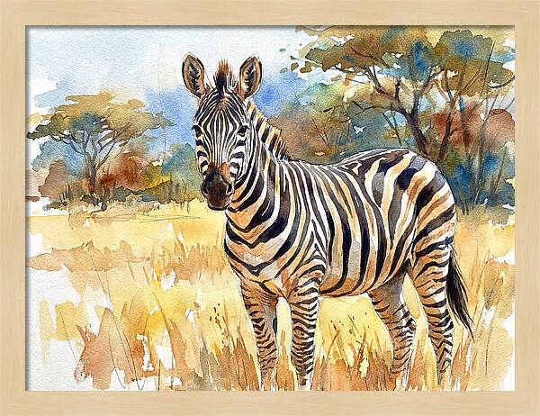 Zebra In Golden Grasslands