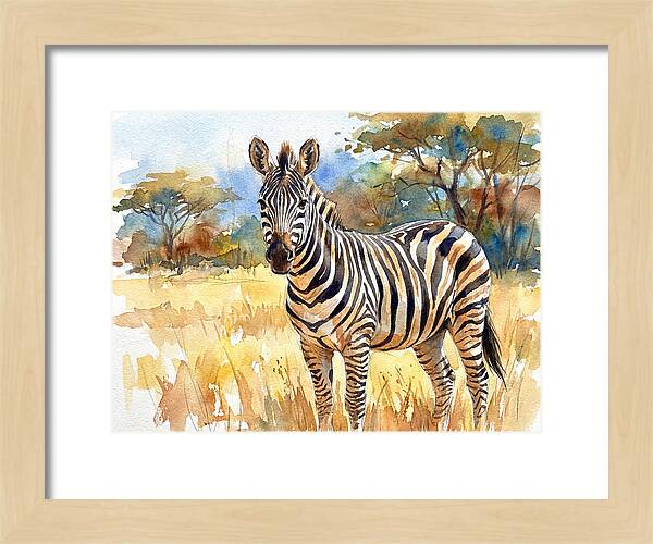 Zebra In Golden Grasslands