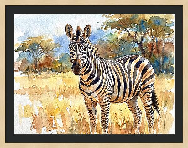 Zebra In Golden Grasslands