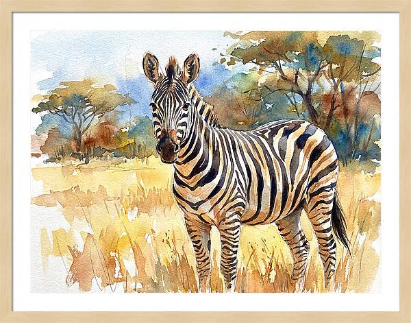 Zebra In Golden Grasslands