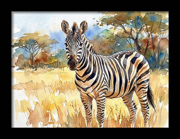 Zebra In Golden Grasslands