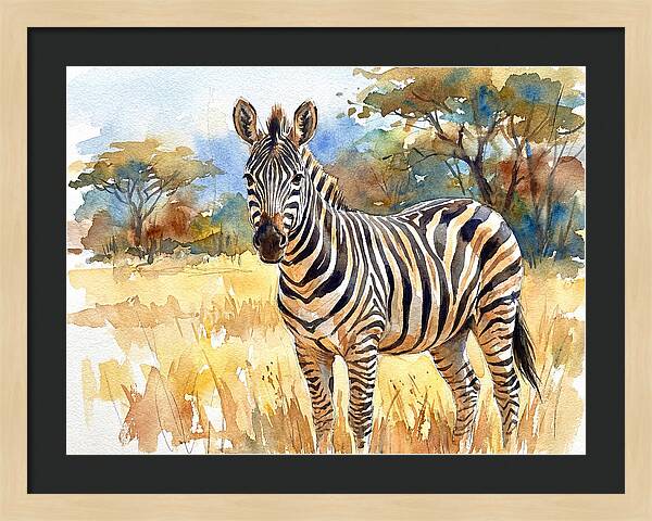 Zebra In Golden Grasslands