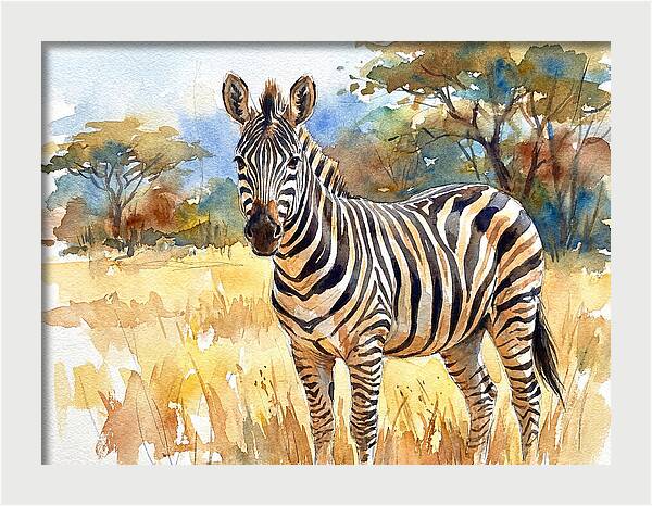 Zebra In Golden Grasslands