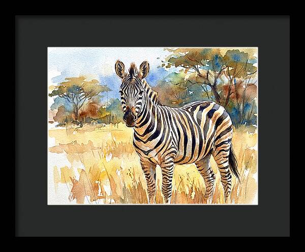 Zebra In Golden Grasslands