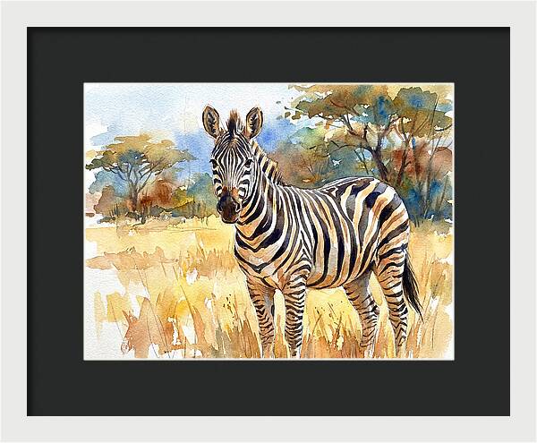 Zebra In Golden Grasslands