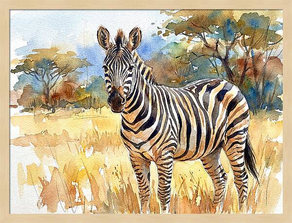 Zebra In Golden Grasslands