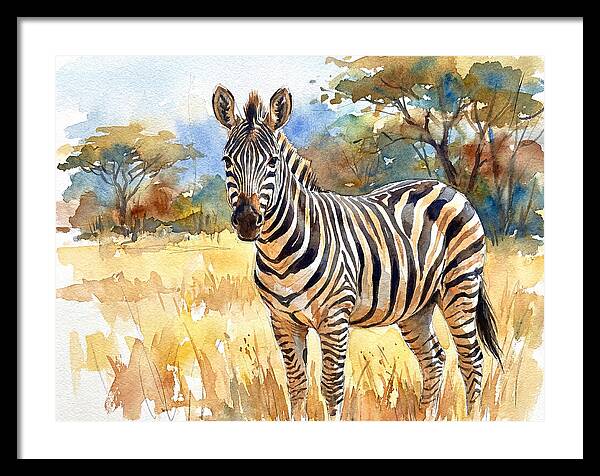 Zebra In Golden Grasslands