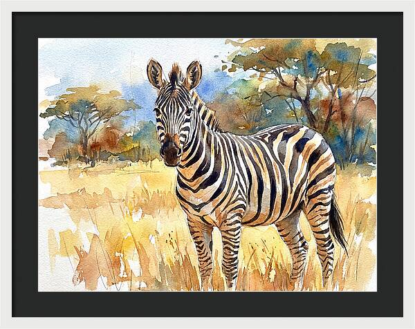 Zebra In Golden Grasslands