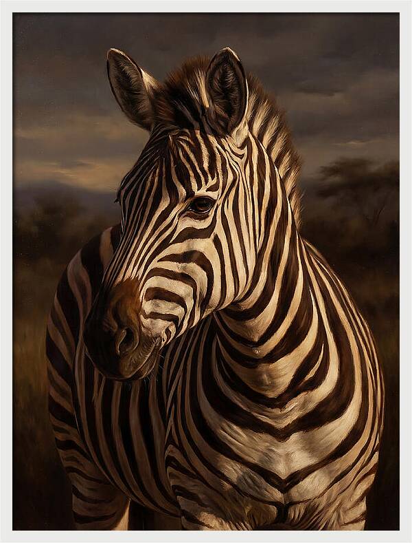Zebra Portrait In Realism