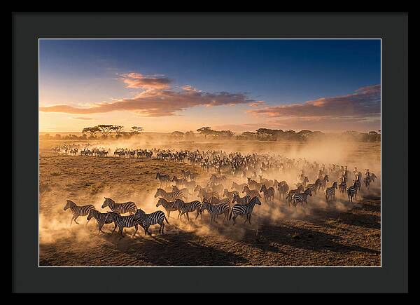 Zebras Galloping Across The Savannah