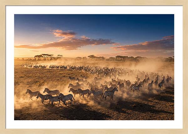 Zebras Galloping Across The Savannah