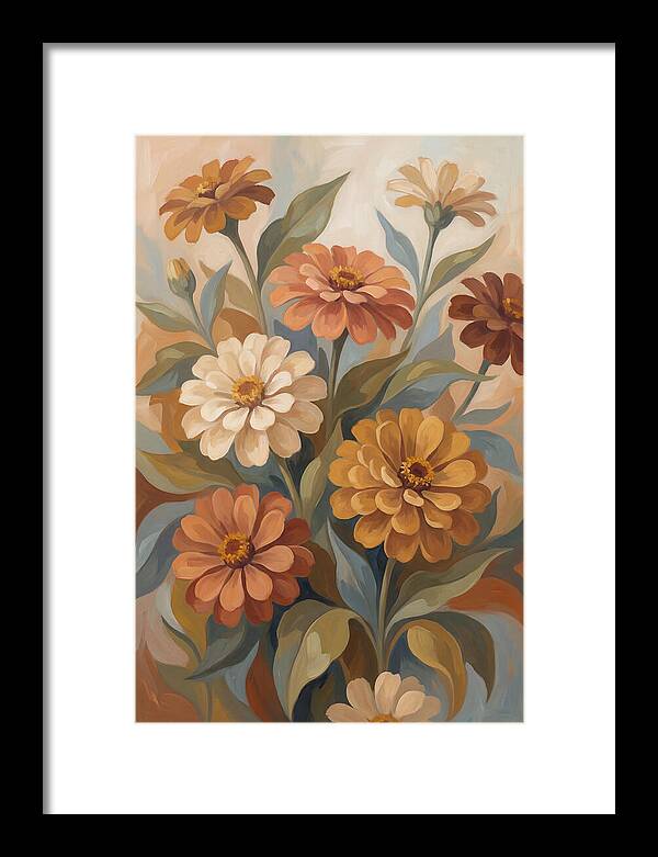 Zinnia Blooms In Warm Tones