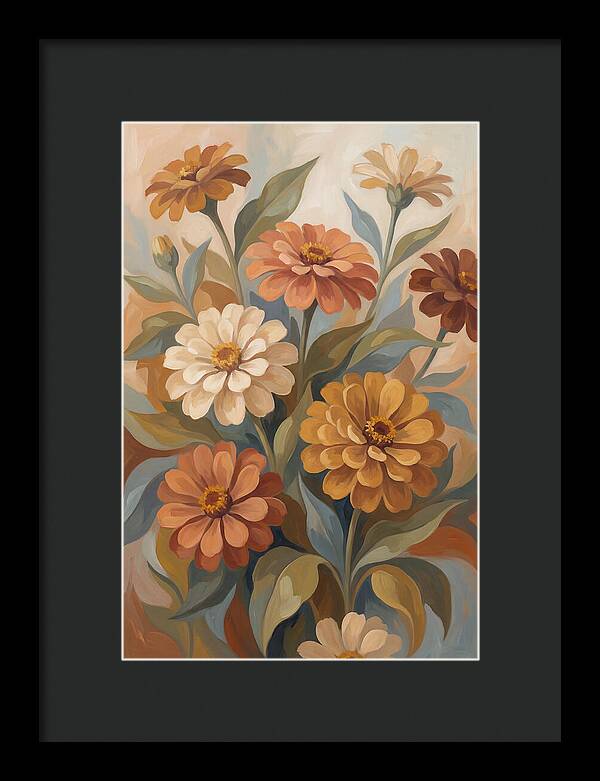 Zinnia Blooms In Warm Tones