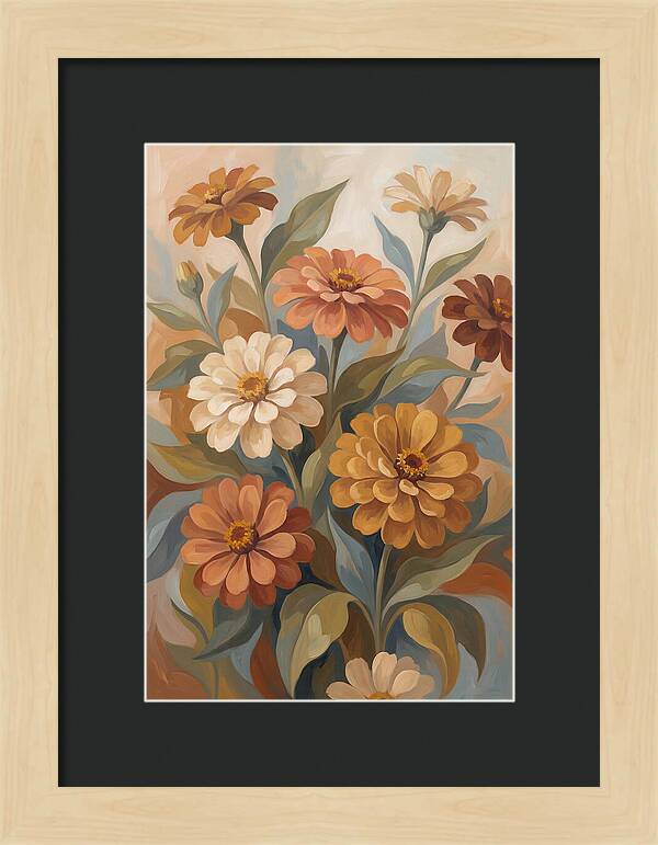 Zinnia Blooms In Warm Tones