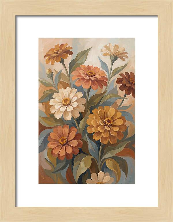 Zinnia Blooms In Warm Tones